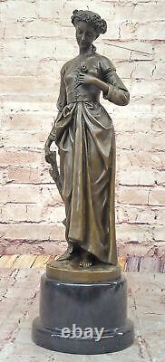 Austrian Figurative Art Nouveau Style Bronze Tusey High Desk Sculpture Figure