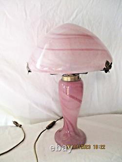Beautiful Art Nouveau style glass paste mushroom lamp by artists such as Gallé and Muller