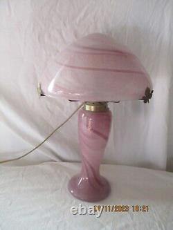 Beautiful Art Nouveau style glass paste mushroom lamp by artists such as Gallé and Muller