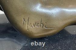 Beautiful Signed Art Nouveau Gilded Bronze Sculpture Figurine Statue Nude Naked Girl