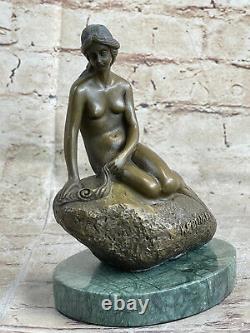Beautiful Signed Art Nouveau Style Gilt Bronze Sculpture Figurine Nude Statue