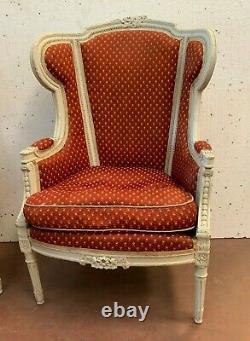 Bergères Has Ears Style Louis XVI Pair Of Chairs Patinated