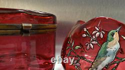 Bonbonnière Jar Glass Emaillé Art Nouveau Style Legras Montjoye Era Lalique