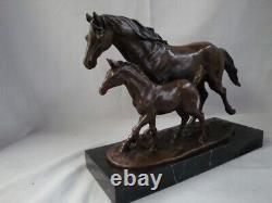 Bronze Art Deco Style Animalier Horse Foal Statue Sculpture