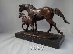 Bronze Art Deco Style Animalier Horse Foal Statue Sculpture