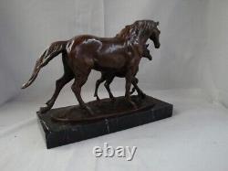 Bronze Art Deco Style Animalier Horse Foal Statue Sculpture