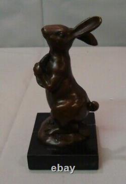 Bronze Art Deco Style Art Nouveau Animal Sculpture of a Rabbit Hare