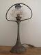Bronze Art Nouveau Style Lamp. Golden Opalescent Crystal Tulip With Fine Gold