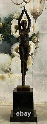 Bronze Art Sculpture Dancer by D. H. Art Nouveau Style Statue Figurine