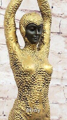 Bronze Art Sculpture Dancer by D. H. in Art Nouveau Style Statue Figurine