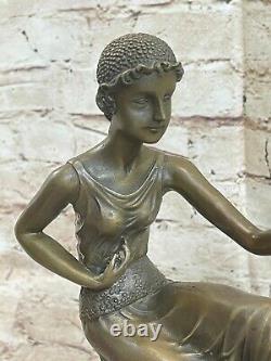 Bronze Art Style New Deco Sculpture Girl Pirate With / Perrot Dancer