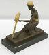 Bronze Art Style New Deco Sculpture Girl With / Perrot By Chiparus Nr