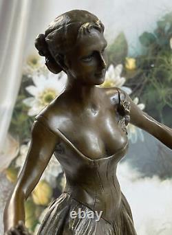 Bronze Ballerina Sculpture in Art Nouveau Deco Style Figurine Statue Home Decor