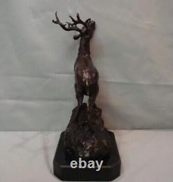 Bronze Deer Animalier Hunting Statue Sculpture in Art Deco and Art Nouveau Styles