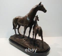 Bronze Horse and Foal Animalier Sculpture in Art Deco and Art Nouveau Style