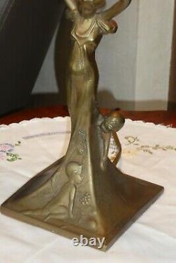 Bronze Lamp With Decoration Of Women Children Style Art New Shade Days Pearl