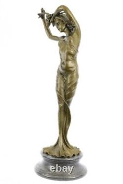 Bronze Sculpture Art Nouveau Deco Femme Statue 33 Grand Marble Figurine