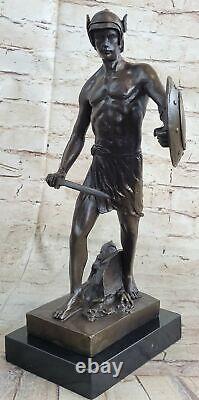 Bronze Sculpture Statue Marble Figurine Bust Roman Warrior Art Nouveau Style