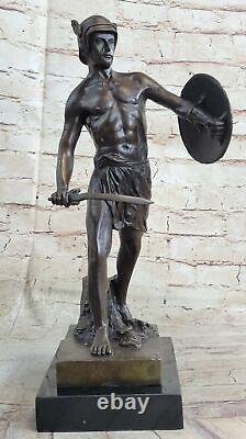 Bronze Sculpture Statue Marble Figurine Bust Roman Warrior Art Nouveau Style