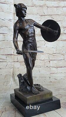 Bronze Sculpture Statue Marble Figurine Bust Roman Warrior Art Nouveau Style