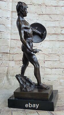 Bronze Sculpture Statue Marble Figurine Bust Roman Warrior Art Nouveau Style