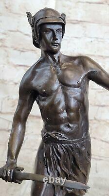 Bronze Sculpture Statue Marble Figurine Bust Roman Warrior Art Nouveau Style