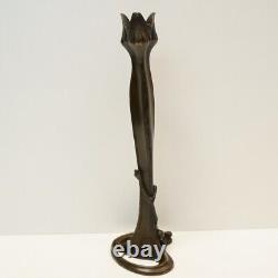 Bronze Statue Candleholder Art Deco Style Art Nouveau Bronze Signed