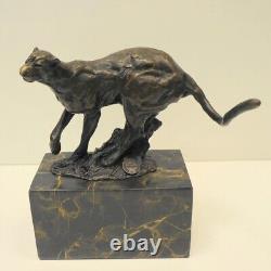 Bronze Statue Cheetah Animalier Art Deco Style Art Nouveau Bronze Sign