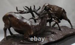 Bronze Statue: Deer in Animal Hunting Style, Art Deco and Art Nouveau Style Bronze