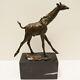 Bronze Statue Giraffe Animalier In Art Deco Style Art Nouveau Signed Bronze