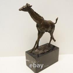 Bronze Statue Giraffe Animalier in Art Deco Style Art Nouveau Signed Bronze