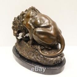 Bronze Statue Lion Animalier Art Deco Style Art Nouveau Signed
