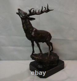 Bronze Statue of Deer Animal in Art Deco Style and Art Nouveau Style