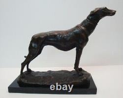 Bronze Statue of Greyhound Hunting Animal in Art Deco and Art Nouveau Style