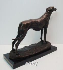 Bronze Statue of Greyhound Hunting Animal in Art Deco and Art Nouveau Style