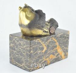 Bronze Statue of Panda in Art Deco and Art Nouveau Style, Signed Bronze