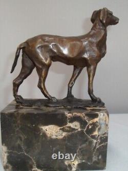 Bronze Statue of a Hunting Dog in Art Deco and Art Nouveau Style