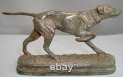 Bronze Statue of a Setter Hunting Dog in Art Deco and Art Nouveau Style