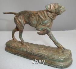 Bronze Statue of a Setter Hunting Dog in Art Deco and Art Nouveau Style