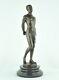 Bronze Statue Of A Sexy Nude Man In Art Deco And Art Nouveau Style, Signed