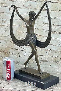 Bronze Style Art New Woman Dancer With Ruban Marble Base Fonte House Nude