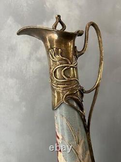 Bronze and ceramic Art Nouveau ewer