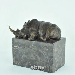 Bronze statue of a rhinoceros in Art Deco and Art Nouveau style