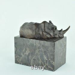 Bronze statue of a rhinoceros in Art Deco and Art Nouveau style