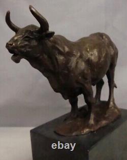 Bull Animal Statue Sculpture Art Deco Art Nouveau Style Massive Bronze