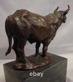 Bull Animal Statue Sculpture Art Deco Art Nouveau Style Massive Bronze