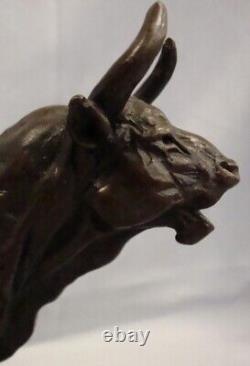 Bull Animal Statue Sculpture Art Deco Art Nouveau Style Massive Bronze