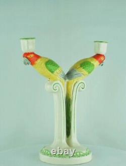 Candle Holder Parrot Figurines Animal Style Art Deco Art Nouveau Porcelain