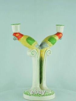 Candle Holder Parrot Figurines Animal Style Art Deco Art Nouveau Porcelain