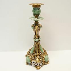 Candlestick Art Deco Style Art Nouveau Porcelain Ceramic Bronze
